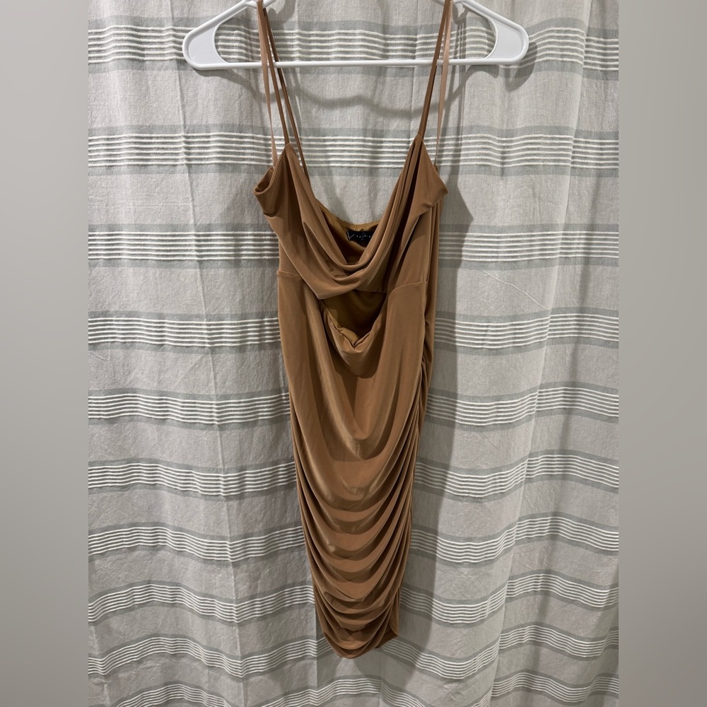Tan/Nude Cutout Midi Dress. Size Large